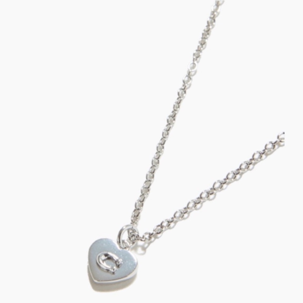NEW Coach Silver Heart Charm Necklace